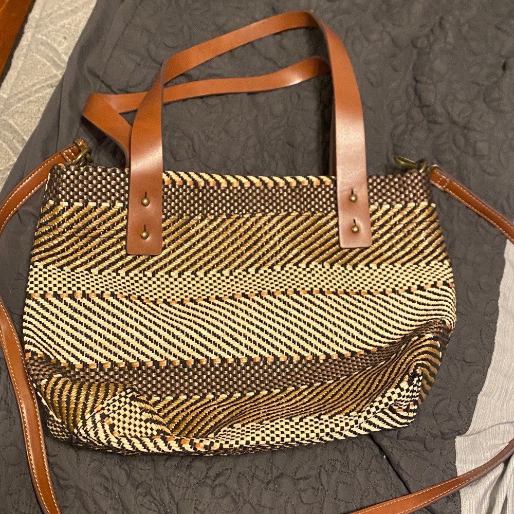 a.n.a Brown and Cream Woven Shoulder Bag